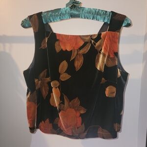 Vintage 90s Coldwater Creek Velvet Floral 2 piece Set (Tank Top and Jacket)